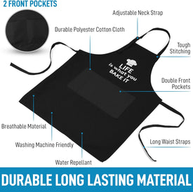 Zulay 2-Pack Funny Aprons for Men & Women - Kitchen Aprons with Adjustable Neck Strap & 2 Large Pockets