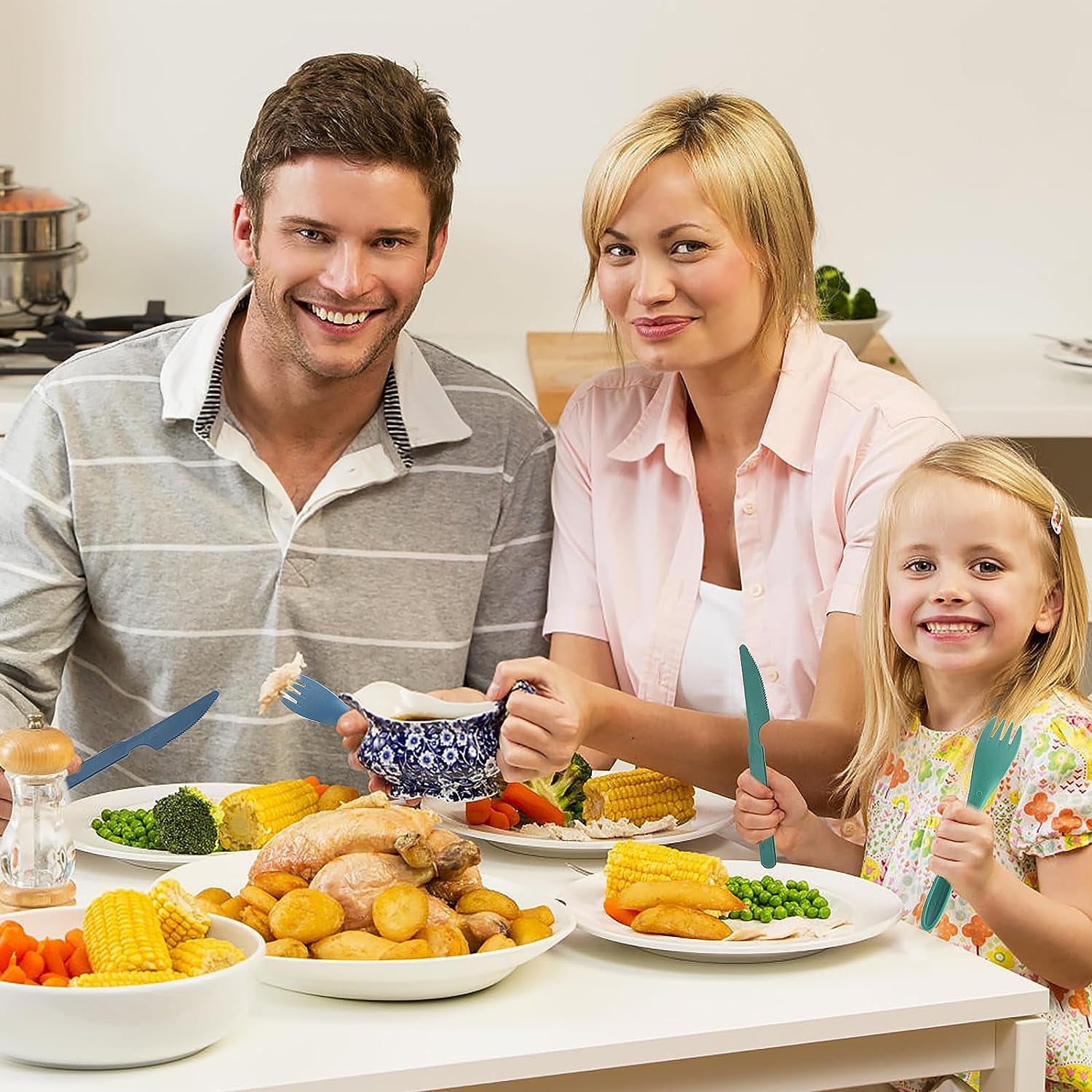 Cutlery Set Flatware Eating Utensils 2 Packs Camping Travel Case Kits Reusable Portable Lunch Dinnerware Accessories Adults Kids Fork Spoon Storage Box Outdoor