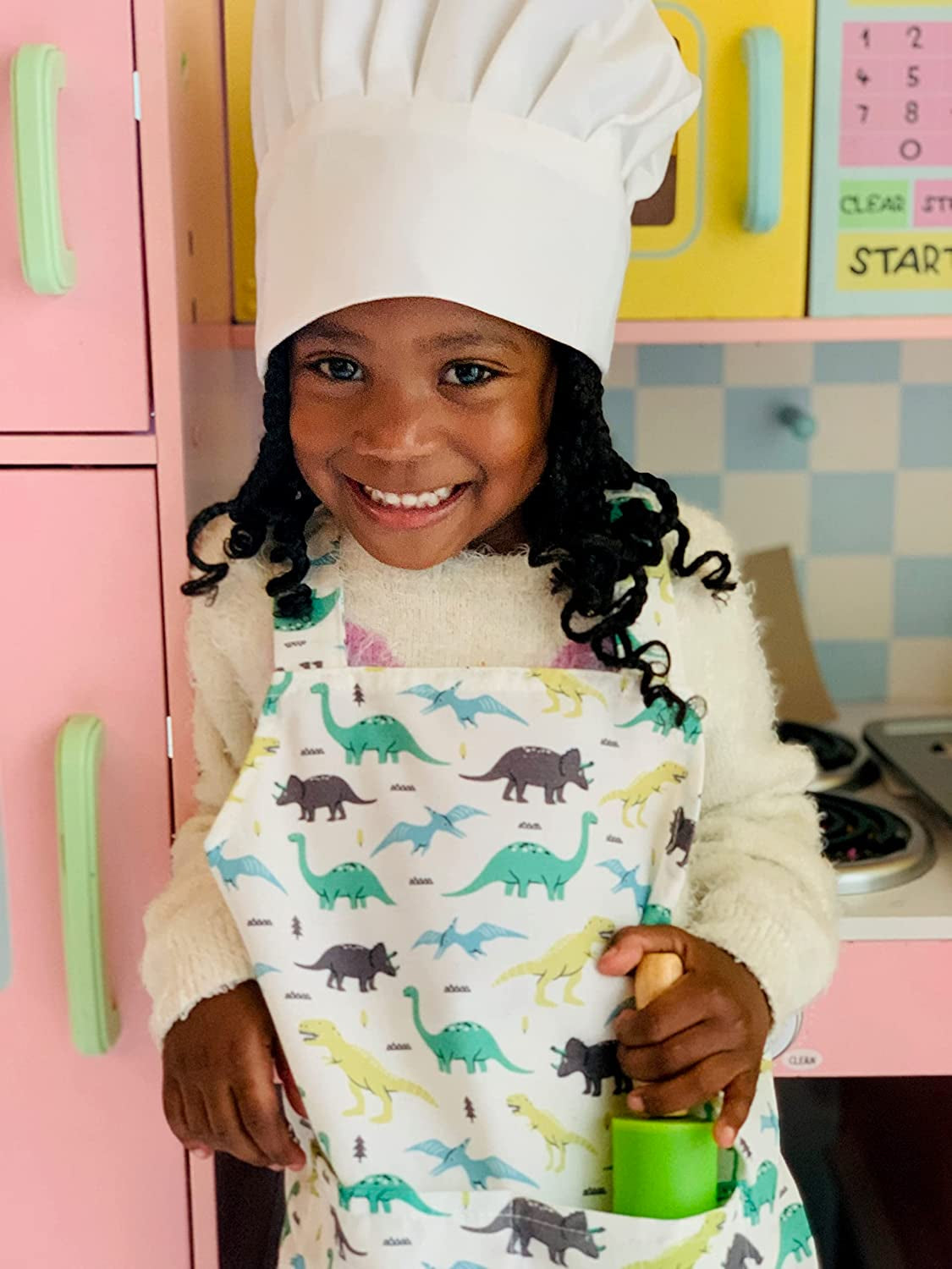 Kids Baking Gift Set with Storage Case - Cooking Kit for Children - Educational Baking Sets - Real Kid Baking Supplies with Decorating Tools Set with Apron… (Dinosaur)