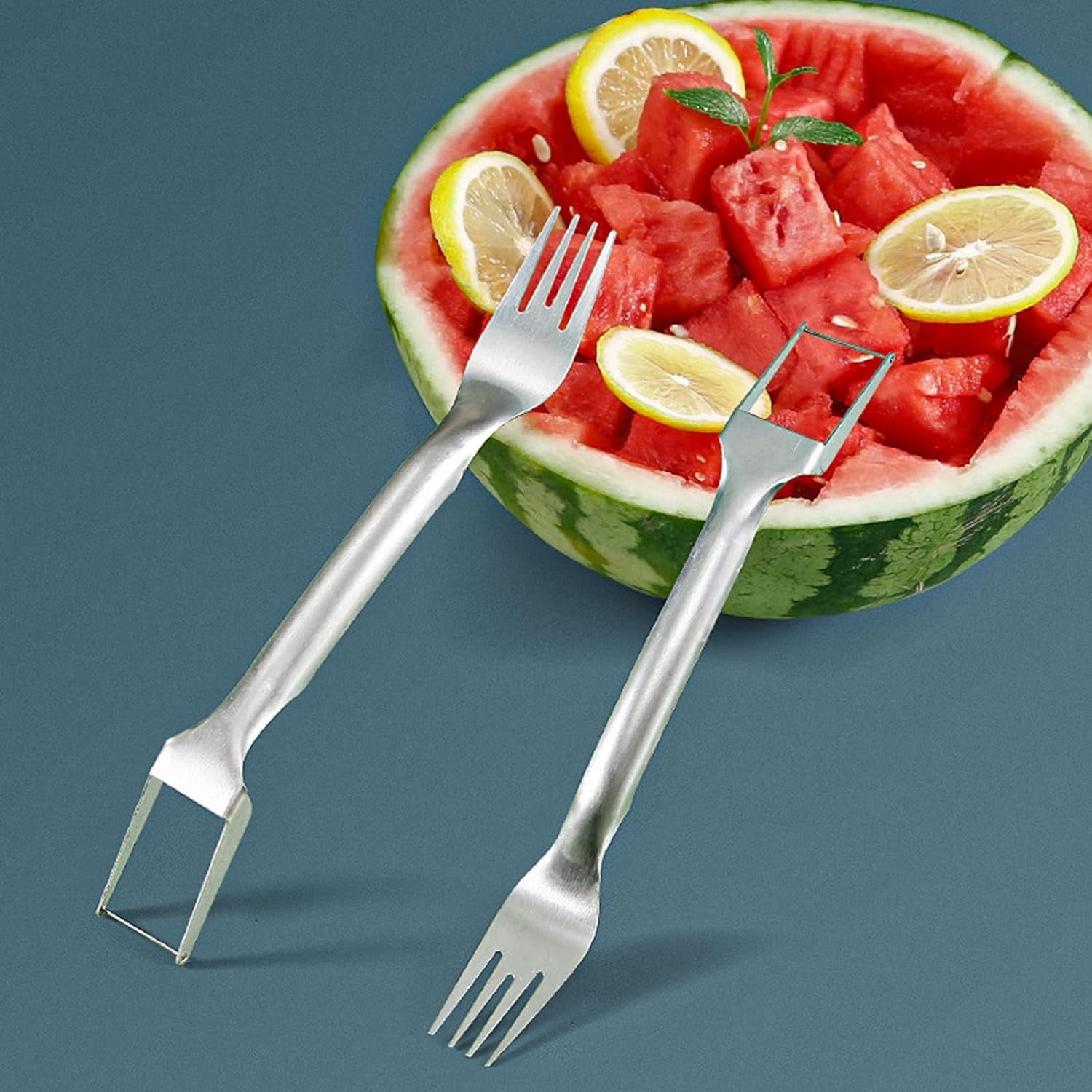 Watermelon Slicer Cutter,Stainless Steel Watermelon Fork,Summer Watermelon Fruit Cutting Fork Tool,2 Pack