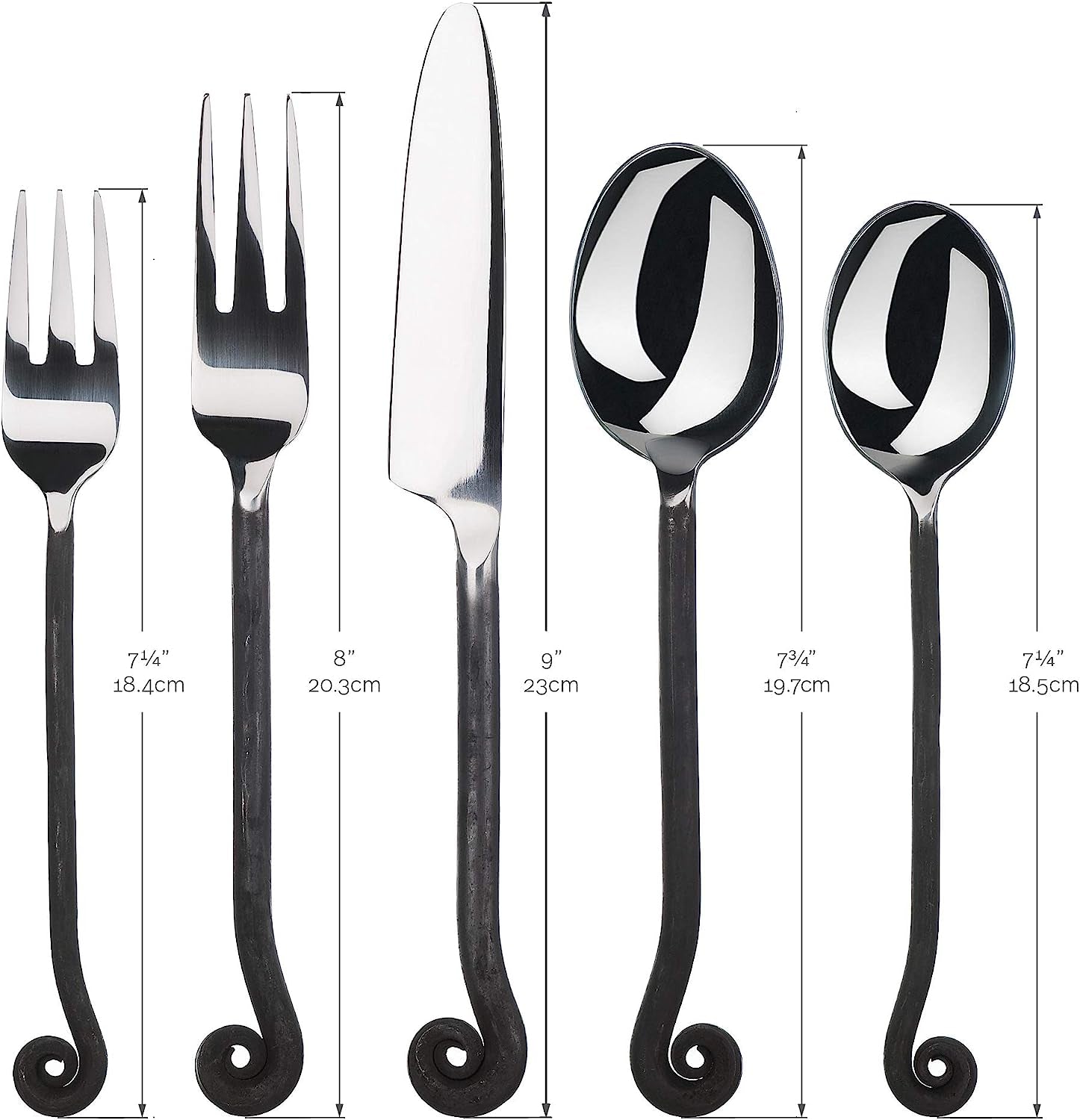 20-Piece Flatware Treble Clef Collection Black Silverware Cutlery Kitchen Sets, Stainless Steel Utensils Knife/Fork/Spoons, Dishwasher Safe