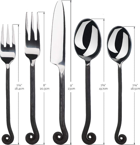 Image of 20-Piece Flatware Treble Clef Collection Black Silverware Cutlery Kitchen Sets, Stainless Steel Utensils Knife/Fork/Spoons, Dishwasher Safe