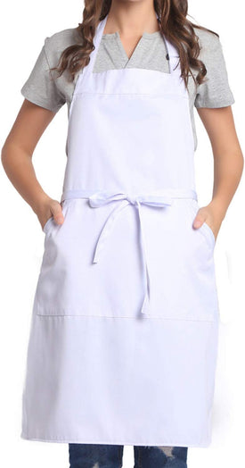 Adjustable Bib Apron with Long Ties for Women Men 18 Colors Chef Kitchen Cooking
