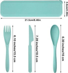 Cutlery Set Flatware Eating Utensils 2 Packs Camping Travel Case Kits Reusable Portable Lunch Dinnerware Accessories Adults Kids Fork Spoon Storage Box Outdoor