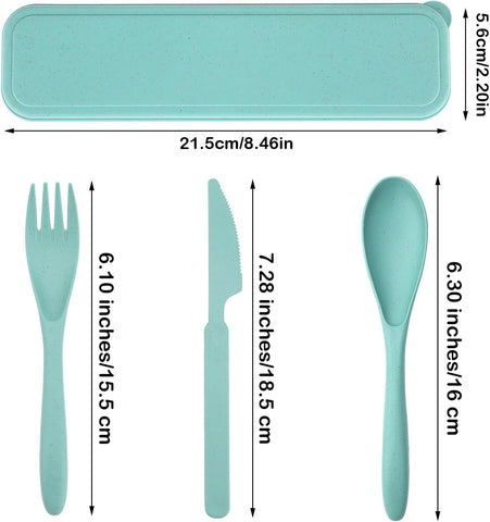 Image of Cutlery Set Flatware Eating Utensils 2 Packs Camping Travel Case Kits Reusable Portable Lunch Dinnerware Accessories Adults Kids Fork Spoon Storage Box Outdoor