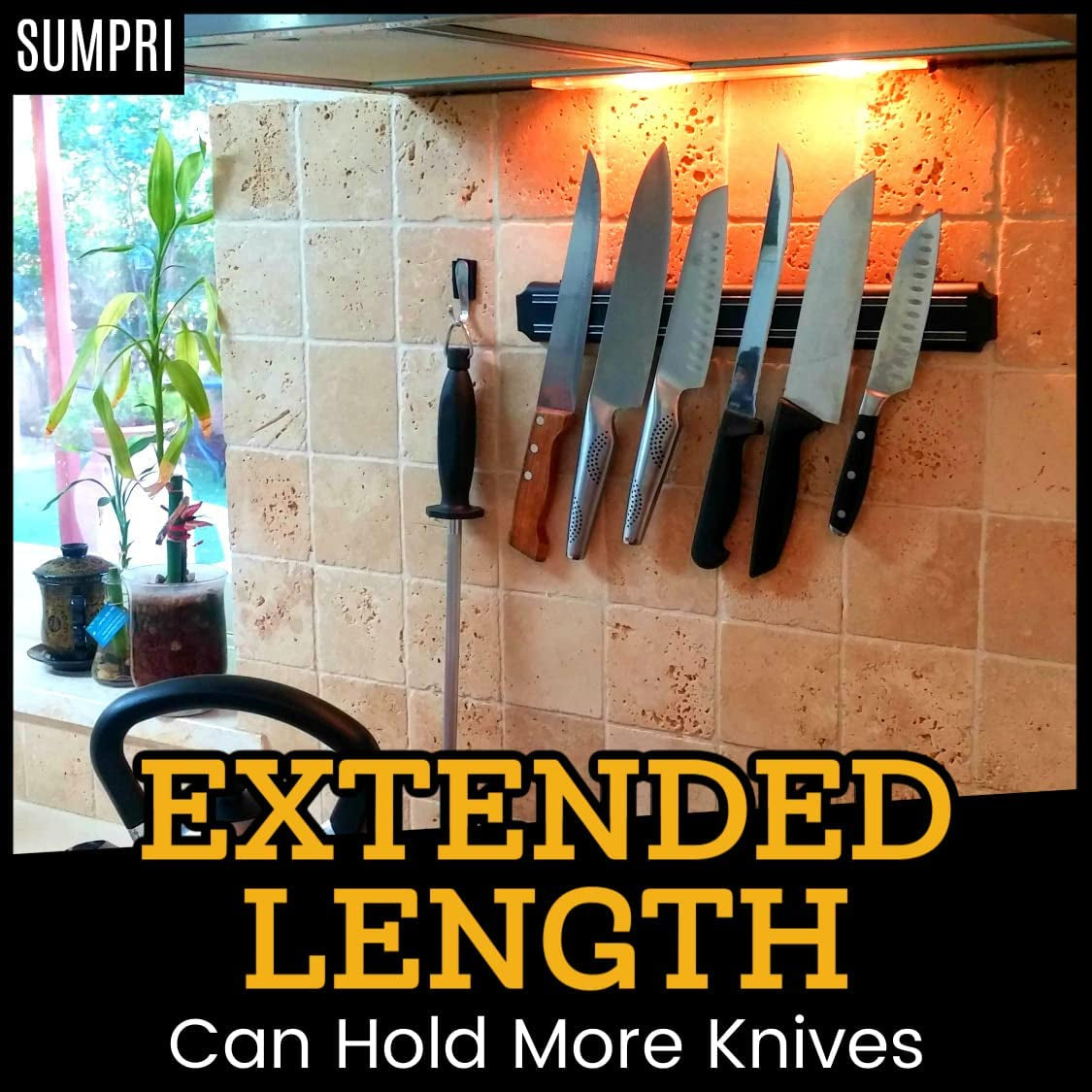 Magnetic Knife Holder for Wall (15Inch X Set of 2) Magnetic Knife Strip with Extra Strong Design, Easily Holds Large Knives -Easy to Install, the Perfect Space Saver -By
