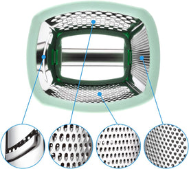 Professional Cheese Grater - Stainless Steel, XL Size, 4 Sides - Perfect Box Grater for Parmesan Cheese, Vegetables, Ginger - Dishwasher Safe - Mint