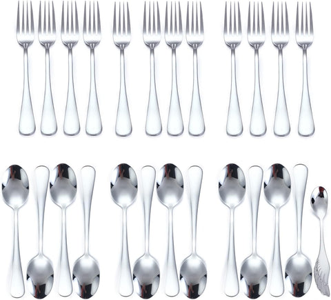 Image of 25-Piece Forks and Spoons Silverware Set, Flatware Sets Forks and Spoons Silverware