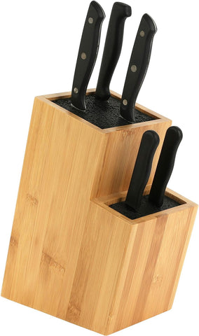Image of Knife Holder- Universal Knife Holder- Bamboo Wood Kitchen Knife Holder, Extra Large Knife Storage, Universal Knife Block