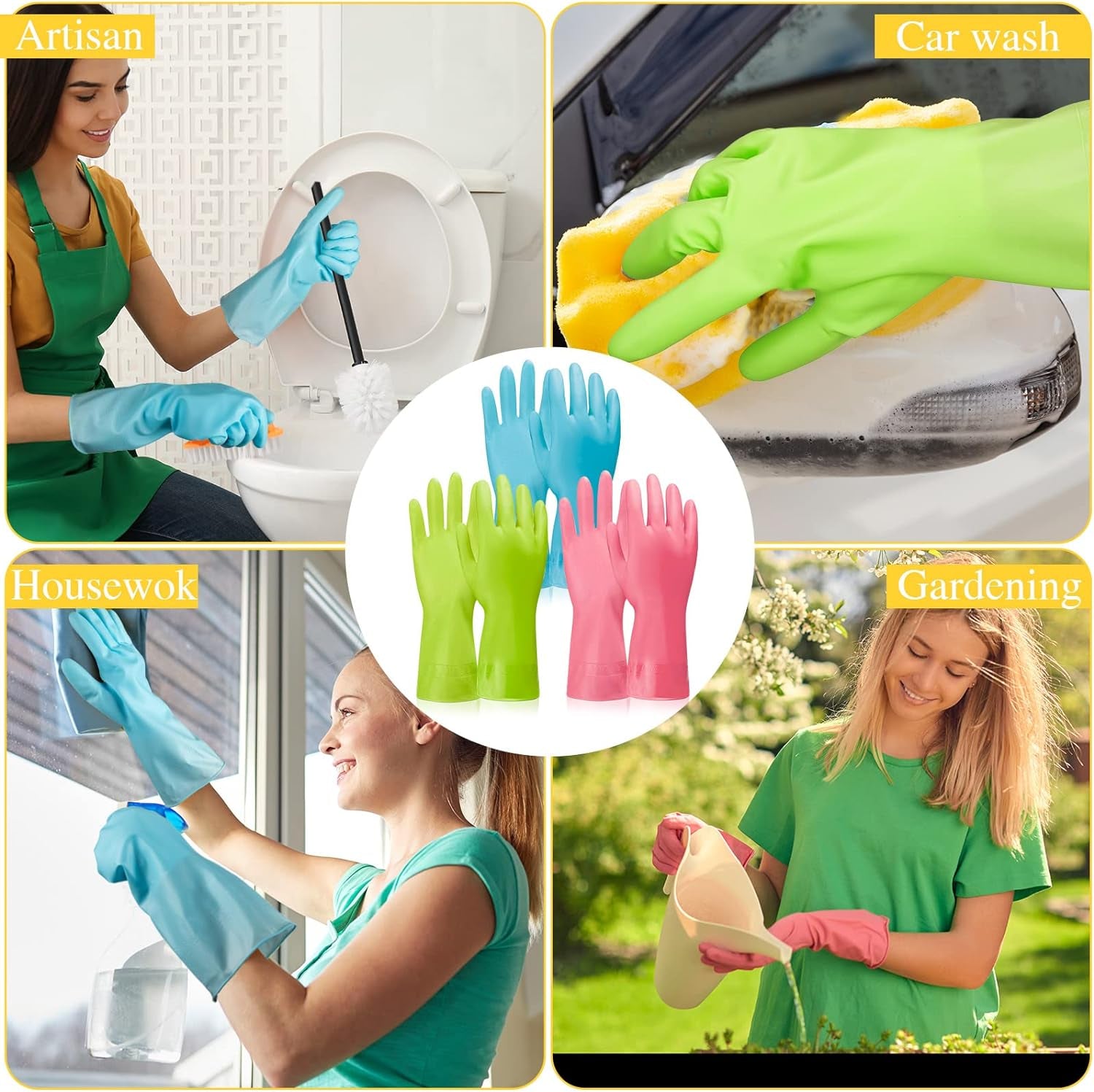 36 Pair Reusable Household Gloves Rubber Dishwashing Gloves Long Kitchen Cleaning Gloves for Dishes Cleaning Gardening