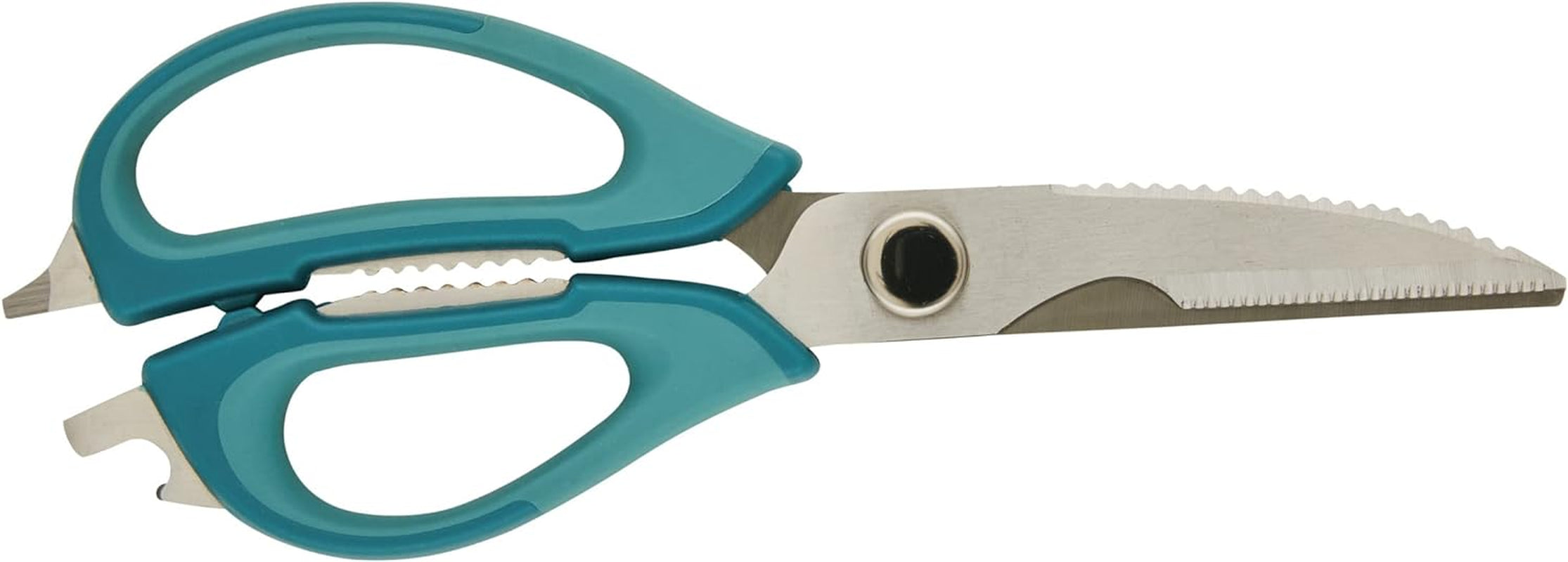 Professional Multi Shear Kitchen Scissors with Herb Stripper and Sheath, 2 Piece, Agave Blue