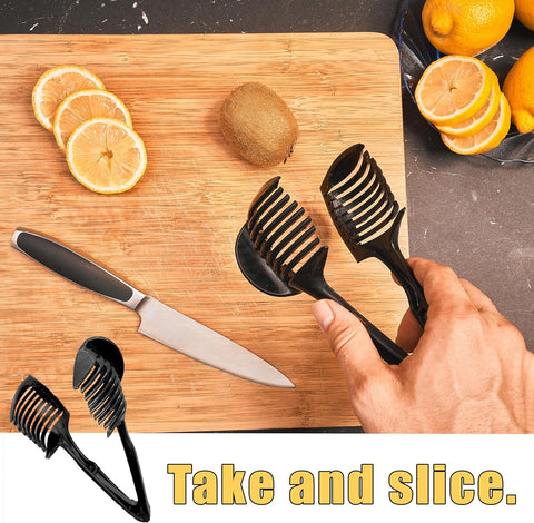 Image of Kitchen Tongs Mandolines for Knife: Multipurpose Tool with Vegetable Cutter, Fruit Tong & Clamp Tool - Slicer for Tomato, Potato, Onion, Lemon, Orange - Home Kitchen Clamp Tool