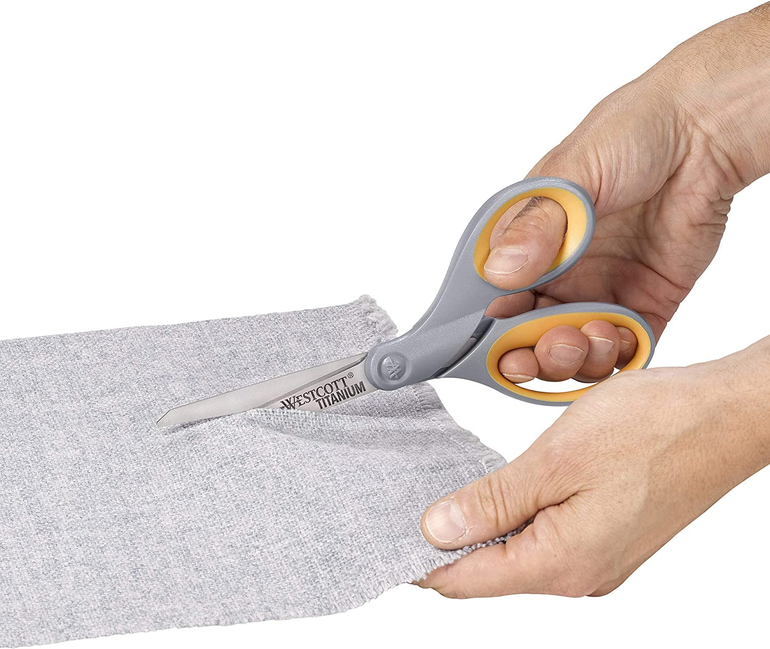 13901 8-Inch Titanium Scissors for Office and Home, Yellow/Gray, 2 Pack