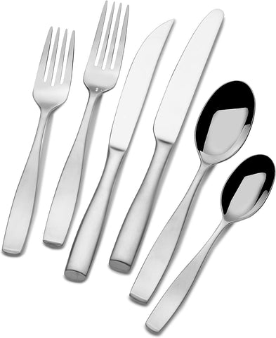 Image of Satin Loft 75-Piece 18/10 Stainless Steel Flatware Set with Serving Utensil Set, Service for 12