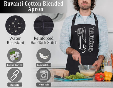 Cotton Enrich Funny Kitchen Apron 1 Pack - Waterdrop Resistant 2 Pockets Workshop Aprons for Women Men Chef XXL Size