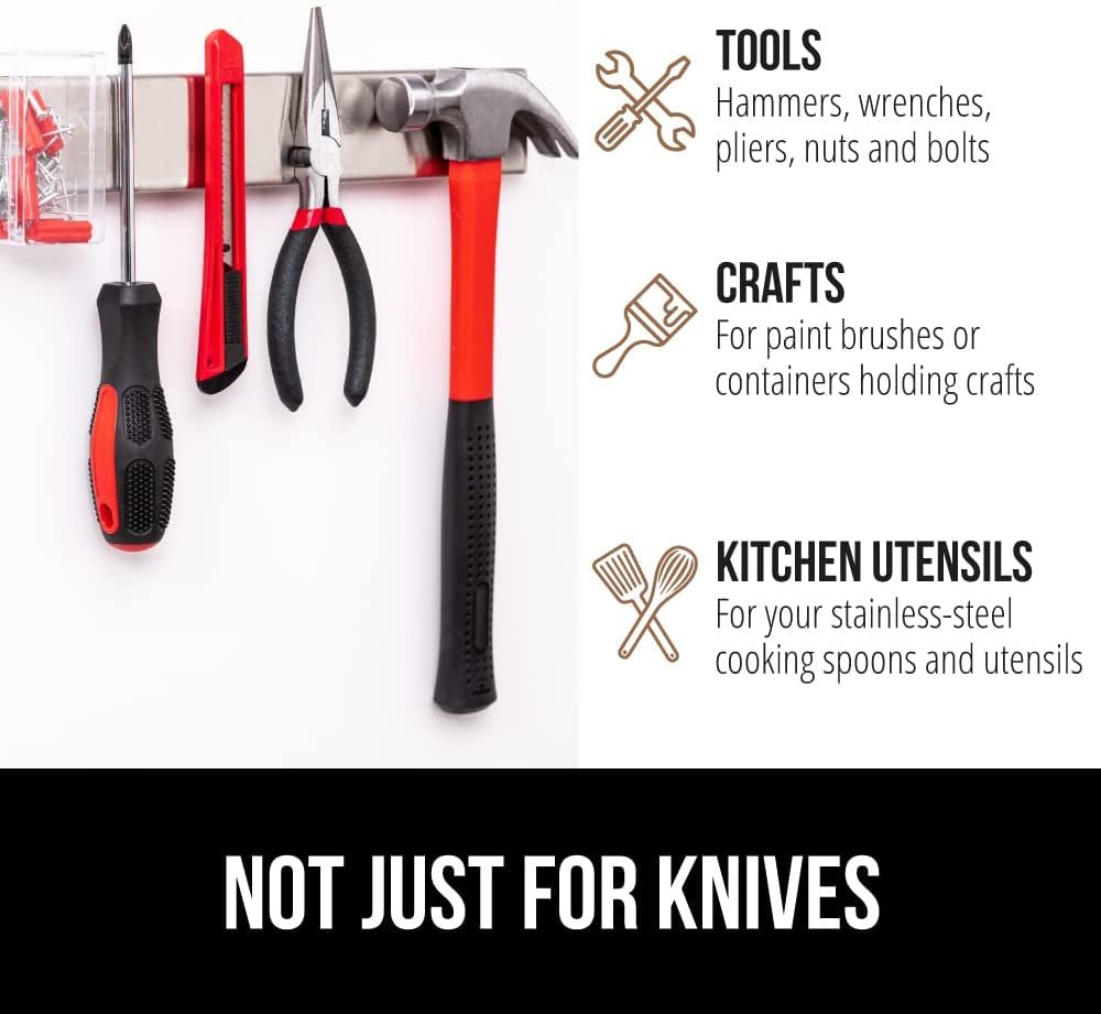 The Original  Stainless Steel Magnetic Knife Holder, 18 Inch, Heavy Duty Magnet Strip for Knives, Wall or Refrigerator Mounted Bar, Easy Install Rack, Securely Store and Organize Kitchen