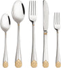 Silverware Set Limited Edition – 30 Piece Family Dinnerware Set – Flatware Set for 6 – Silver Tableware Set W/Gold Accents – Spoons, Knives, Teaspoons, Forks, Salad Forks