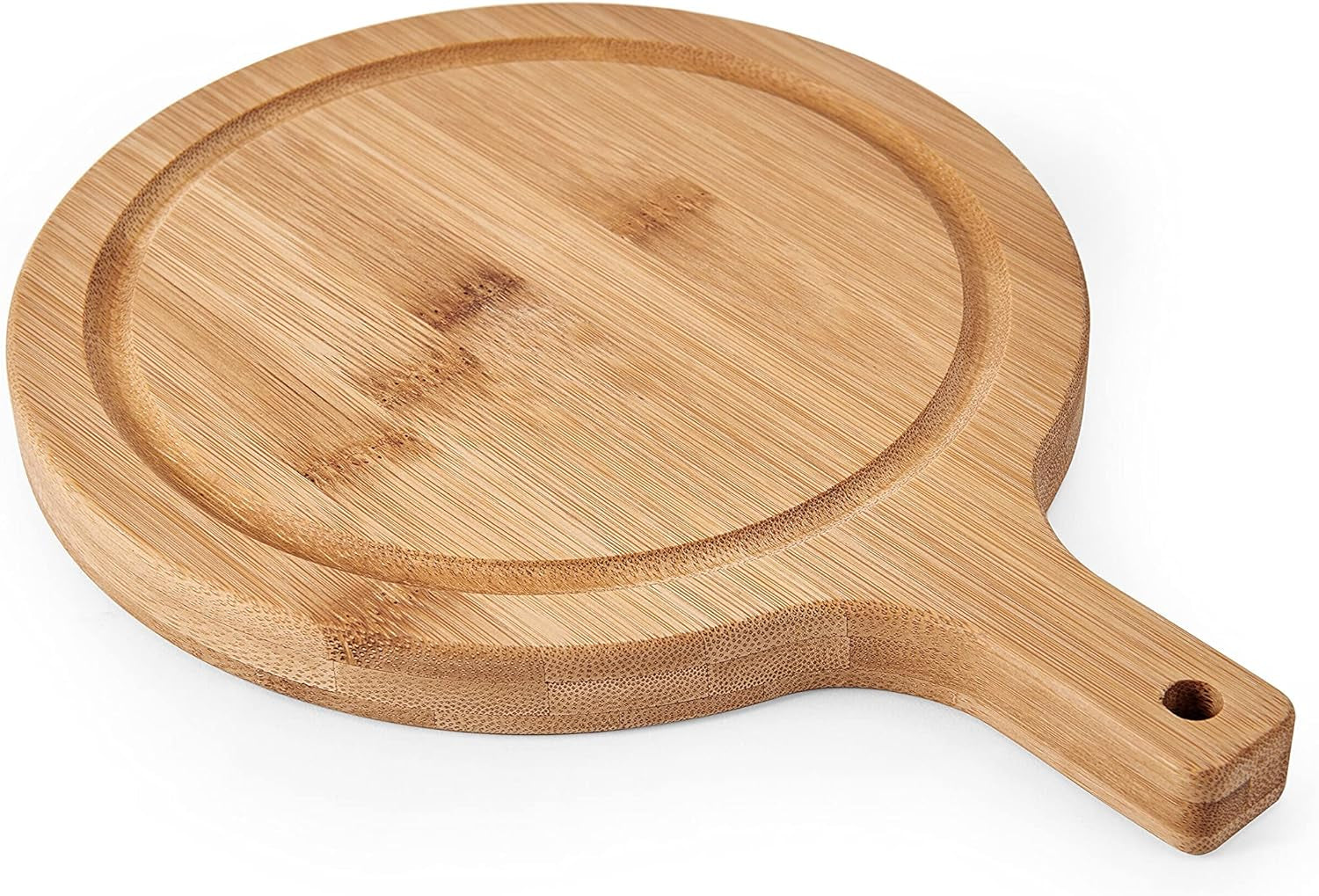 round Paddle Board with Juice Groove, 7.5X10 Inch, Bamboo