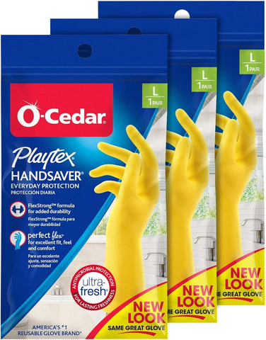 Image of Handsaver Rubber Gloves for Kitchen and Household Cleaning (3 Pairs)