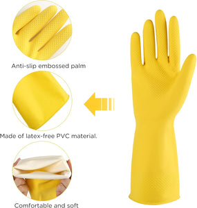 Rubber Cleaning Gloves 3 or 6 Pairs for Household,Reuseable Dishwashing Gloves for Kitchen.