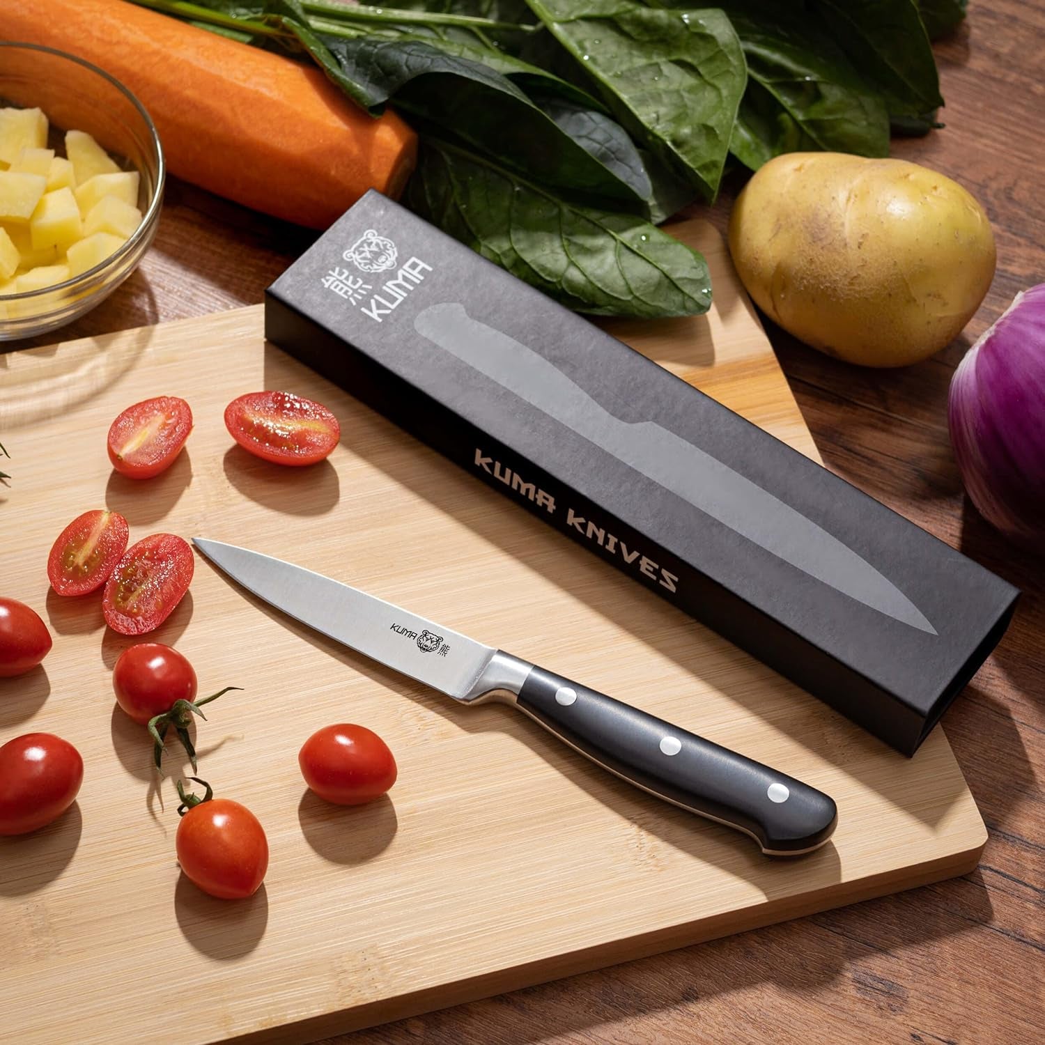 Complete Kitchen Knife Set - Classic Collection - 8" Chef'S Knife, 7" Santoku, 3.5" Paring Knife, 10" Bread Knife, and 8" Honing Rod - Knives Set without Block or Roll Bag - Conquer Your Kitchen