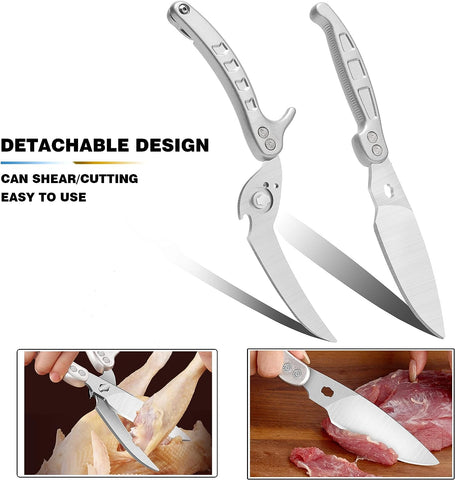 Image of Poultry Shears Heavy Duty Kitchen Scissors 2Pcs Silver