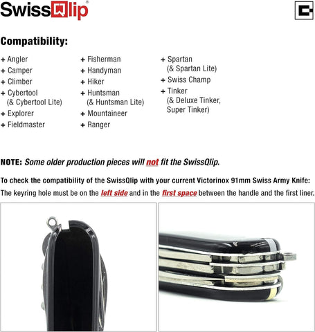 Image of Bundle of BLACK Swissqlip for 91Mm Victorinox Swiss Army Knife Models & Swisslinq Keychain Case for Classic SD Models