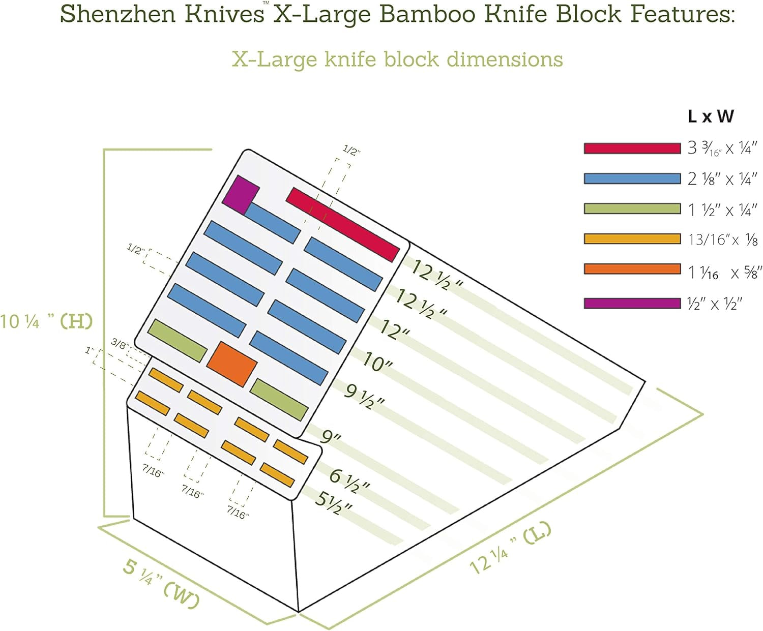 20 Slot Universal Knife Block:  X-Large Bamboo Wood Knife Block without Knives - Countertop Butcher Block Knife Holder and Organizer with Wide Slots for Easy Kitchen Knife Storage