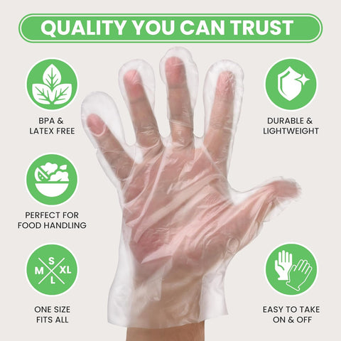 Image of 1200Pcs Plastic Gloves | BPA & Latex Free | Perfect Food Handling Gloves | Food Safe Disposable Gloves for Cooking | Bulk Food Safe Gloves | One Size Great Fit