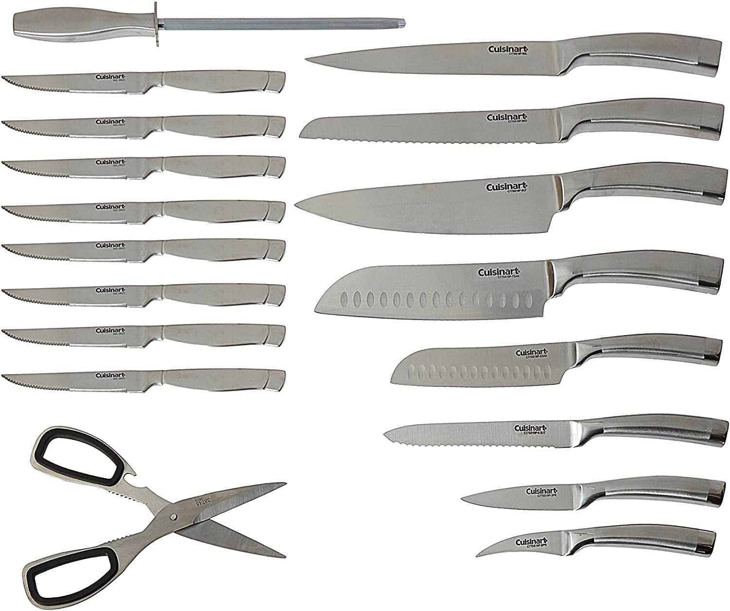 C77SS-19P Normandy 19 Piece Cutlery Block Set, Stainless Steel