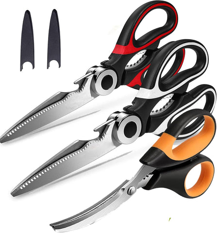 Image of Kitchen Scissors Set 3 Pack, Kitchen Shears Heavy Duty Stainless Steel Cooking Shears and Sharp Seafood Sissors, Multipurpose Utility Scissors Dishwasher Safe for Cutting Meat, Food, Fish, Poultry