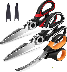 Kitchen Scissors Set 3 Pack, Kitchen Shears Heavy Duty Stainless Steel Cooking Shears and Sharp Seafood Sissors, Multipurpose Utility Scissors Dishwasher Safe for Cutting Meat, Food, Fish, Poultry