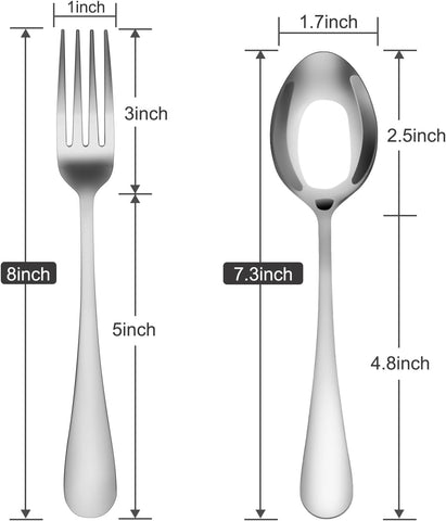 Image of 36-Piece Fork and Spoon Silverware Set, Food-Grade Stainless Steel Fork and Spoon Silverware for Camping, Kitchen, Restaurant, BBQ, Mirror Polished, Dishwasher Safe