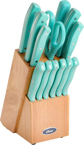 Image of Scottsdale Stainless Steel Cutlery, Knife Block Set (14-Piece), Turquoise