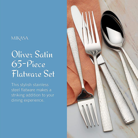 Image of Oliver 18/10 Stainless Steel Flatware Serveware, 65 Piece Set