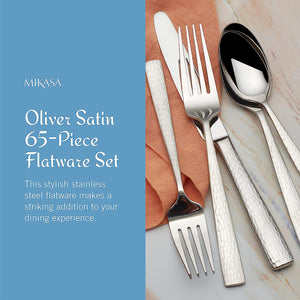 Oliver 18/10 Stainless Steel Flatware Serveware, 65 Piece Set