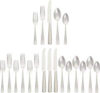 20-Piece Stainless Steel Flatware Set with Square Edge, Service for 4, Silver