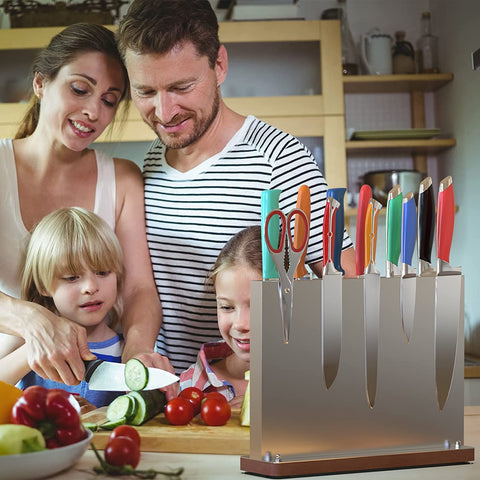 Image of Magnetic Knife Block Holder Stainless Steel Knife Block without Knives Powerful Double Side Kitchen Knife Holder