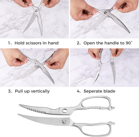 Image of Kitchen Scissors for Food, Kitchen Scissors Heavy Duty Kitchen Shears That Come Apart, 9 Inch Fully Forged Stainless Steel with Curved Blades