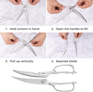 Kitchen Scissors for Food, Kitchen Scissors Heavy Duty Kitchen Shears That Come Apart, 9 Inch Fully Forged Stainless Steel with Curved Blades