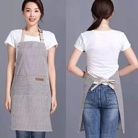 Image of Adjustable Bib Apron with 2 Pockets Cooking Kitchen Cotton Aprons for Women Men Chef Restaurant BBQ Painting