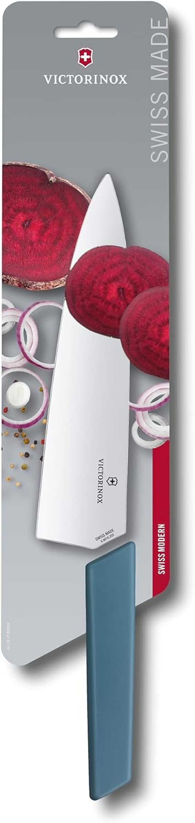 Swiss Modern 7.9-Inch Carving Knife - Straight Edge, Blue Handle