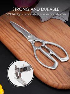 Kitchen Shears Heavy Duty, All-Steel Forged Multi-Function Kitchen Scissors,Sharp Cooking Shears for Meat/Vegetables/Fish/Nuts,Dishwasher Safe, 3CR14 High Carbon Steel,5-Year Warranty