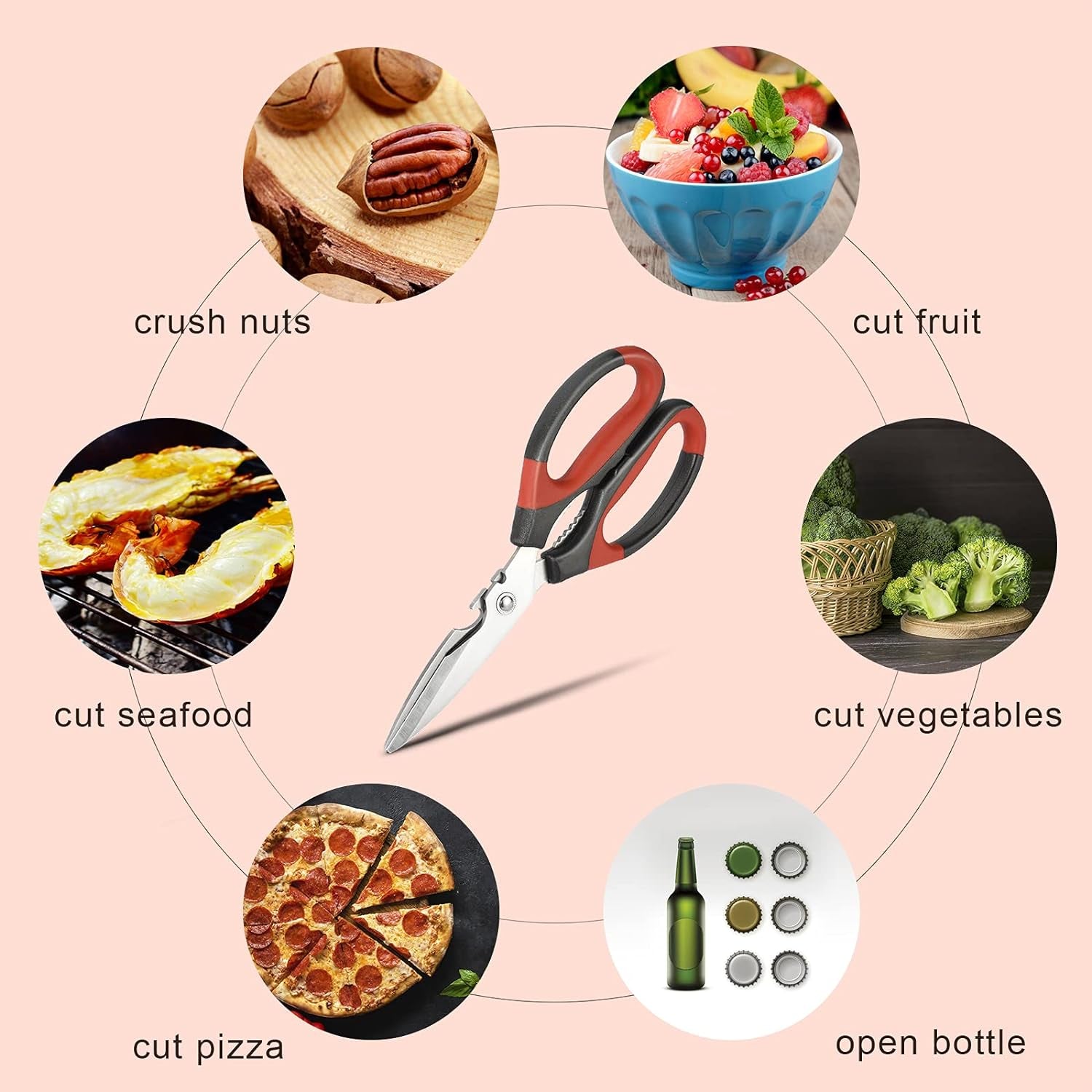 Kitchen Shears, 3 Pack Kitchen Scissors Heavy Duty Meat Scissors, Cooking Scissors, Multipurpose Stainless Steel Scissors for Chicken, Fish, Turkey, Crab, Vegetables, Pizza