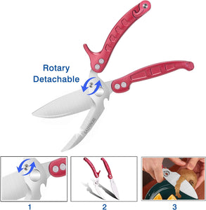 Kitchen Shears,Heavy Duty Poultry Shears,Detachable Easy to Clean Thoroughly,Multi-Purpose Stainless Steel Kitchen Scissors for Rigid Bones, Chicken,Fish,Meat, Herbs,Outdoor Bbq.Dishwasher Safe.