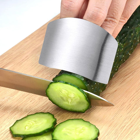 Image of 3 PCS Stainless Steel Finger Guard Onion Holder for Slicing Set, Kitchen Safe Steel Slicing Tool for Hands, Finger Protector Knife Guard for Chopping, Cutting