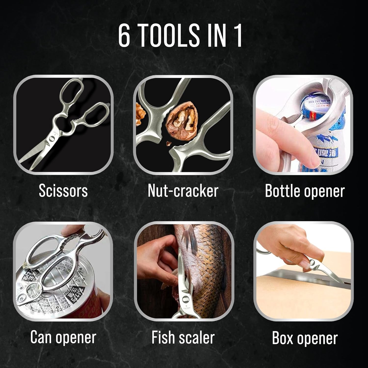 Kitchen Scissors Heavy Duty | All Purpose Shears for Food | Dishwasher Safe | Professional Grade | Stainless Steel | Sharp