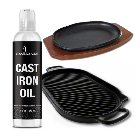 Image of Culina Cast Iron Oil Kosher OU Certified Cleans and Protects Cast Iron Cookware, 8 oz - Livananatural