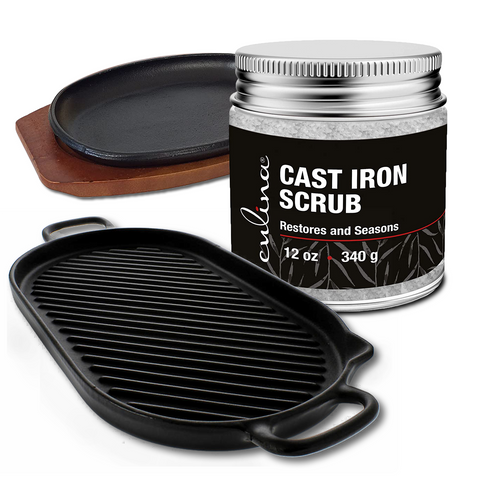 Image of Culina Cast Iron Cleaning & Restoring Scrub | Removes Rust Without Scratching & Care Before Cleaning, Washing & Seasoning | 100% Natural | - Livananatural