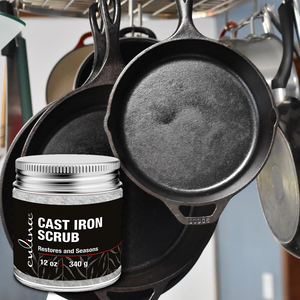 Culina Cast Iron Cleaning & Restoring Scrub | Removes Rust Without Scratching & Care Before Cleaning, Washing & Seasoning | 100% Natural | - Livananatural